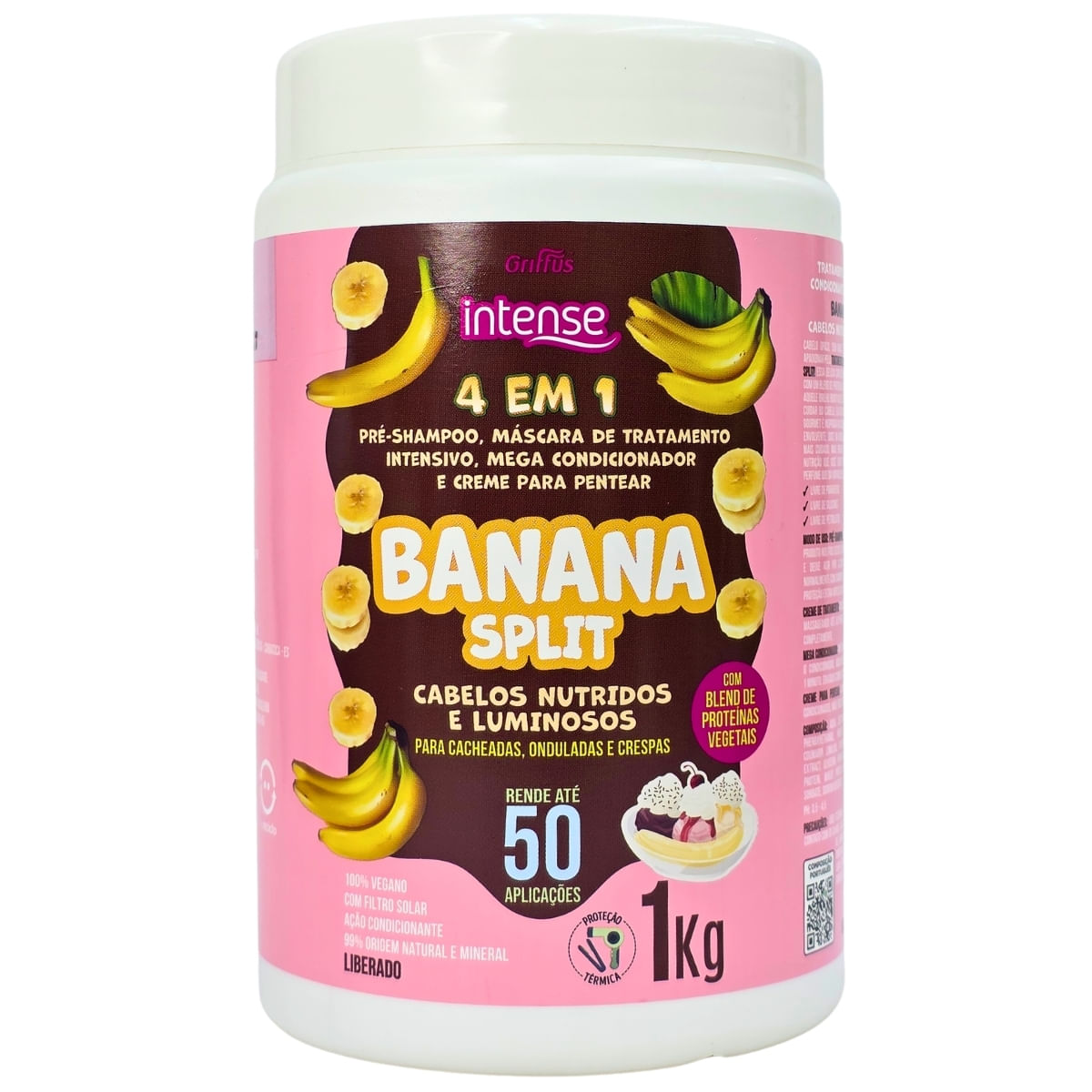 Tratamento Capilar 4 em 1 Banana Split Cabelos Nutridos e Luminosos Intense Griffus 1Kg