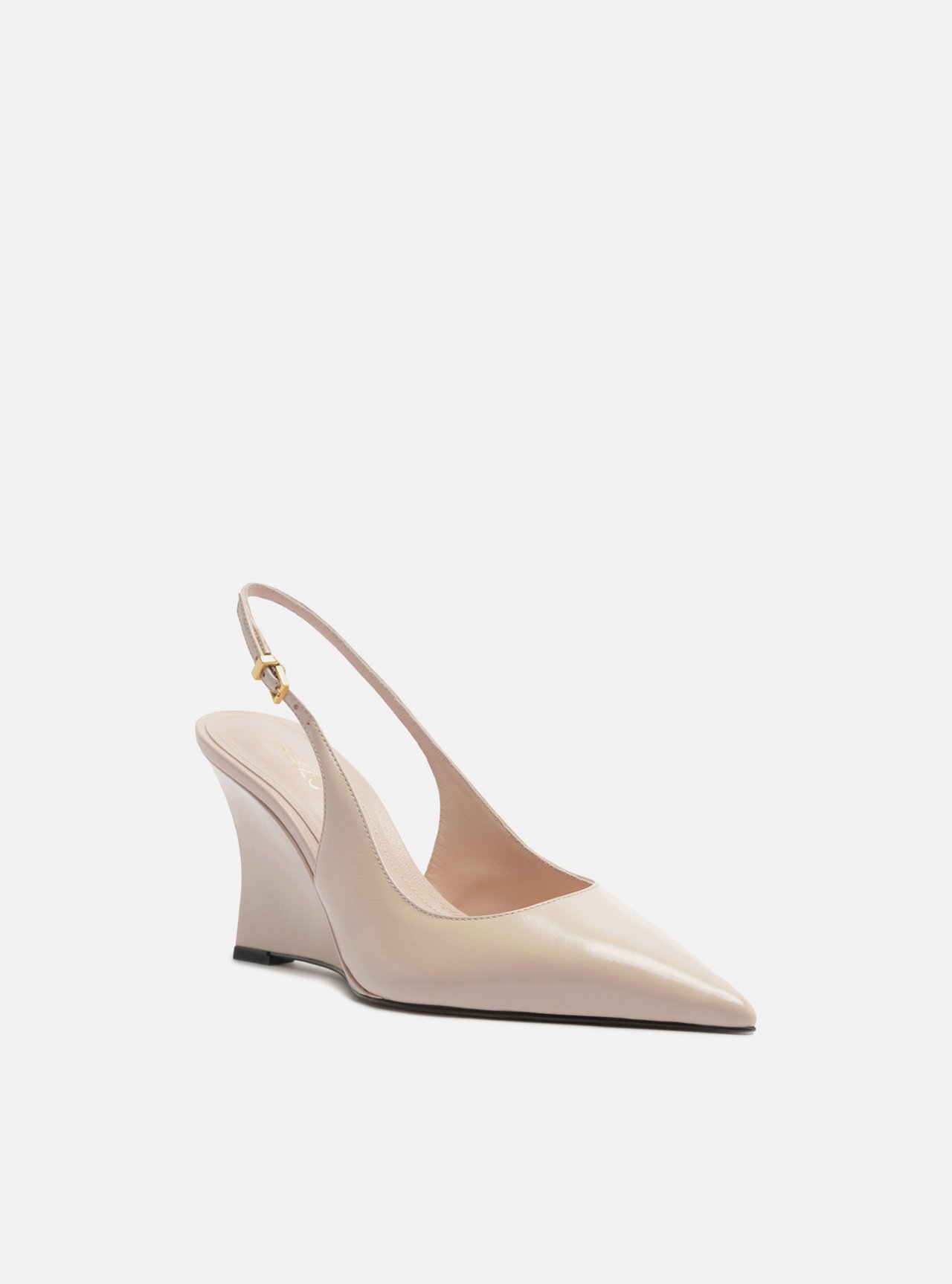Foto 2 de Scarpin Rosa Couro Anabela Slingback