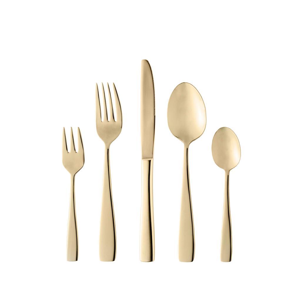 Faqueiro 30 Peças Aço Inox Pisa Champanhe Wolff para 6 Pessoas Mesa Posta Jantar Almoço Talheres Elegantes Festa Casa
