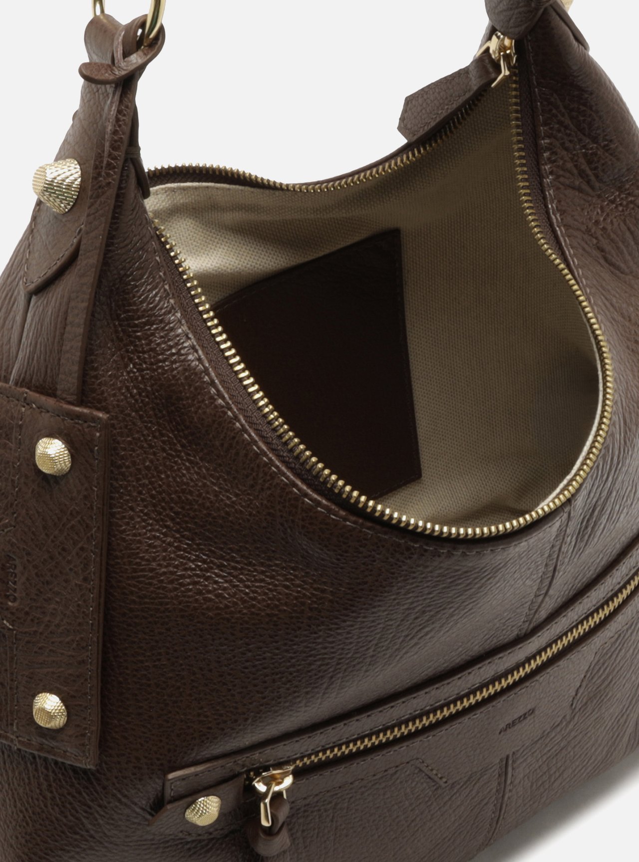 Foto 4 de Bolsa Hobo Marrom Couro Média Alça Tressê