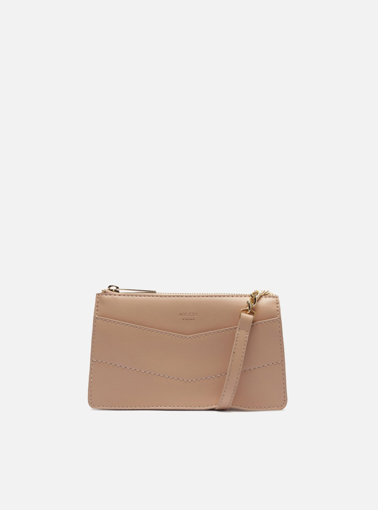 Bolsa Tiracolo Bege Pequena Costuras