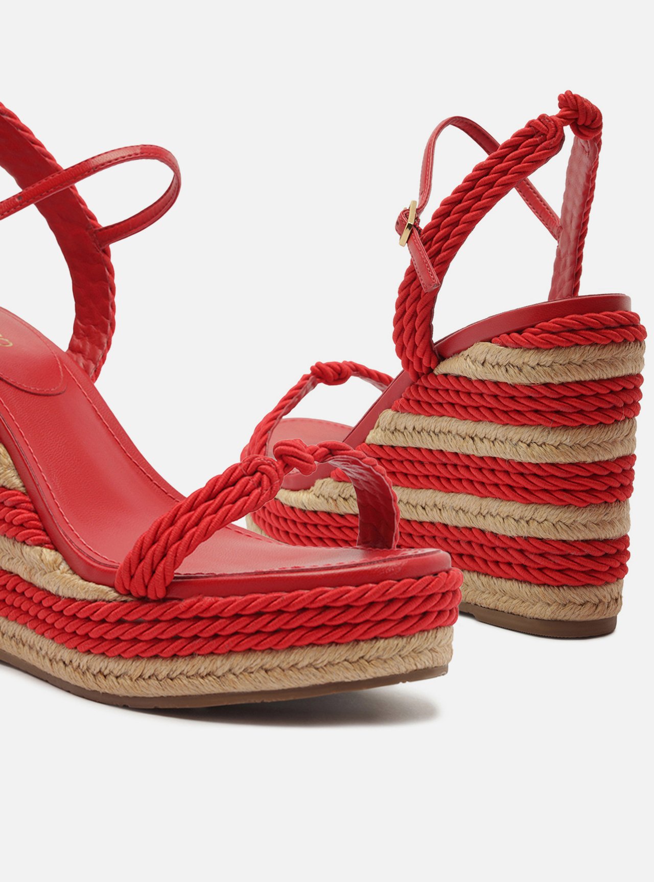 Foto 4 de Sandália Espadrille Vermelha Plataforma Natural