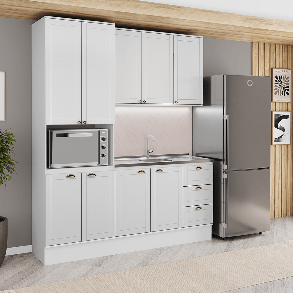Armário de Cozinha Completa com Balcão Milla Nexa Carraro Branco