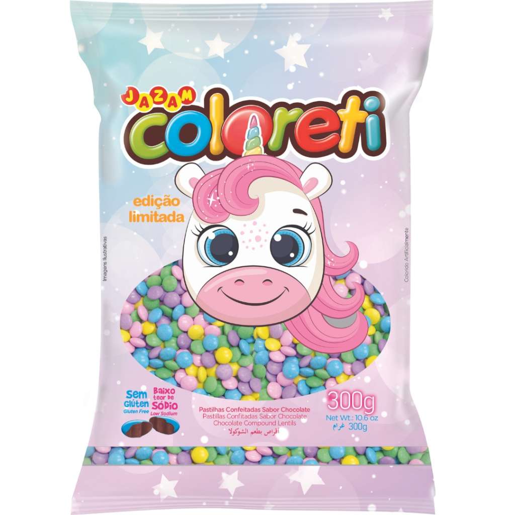 Coloreti Unicórnio Confeito de Chocolate 300g Jazam