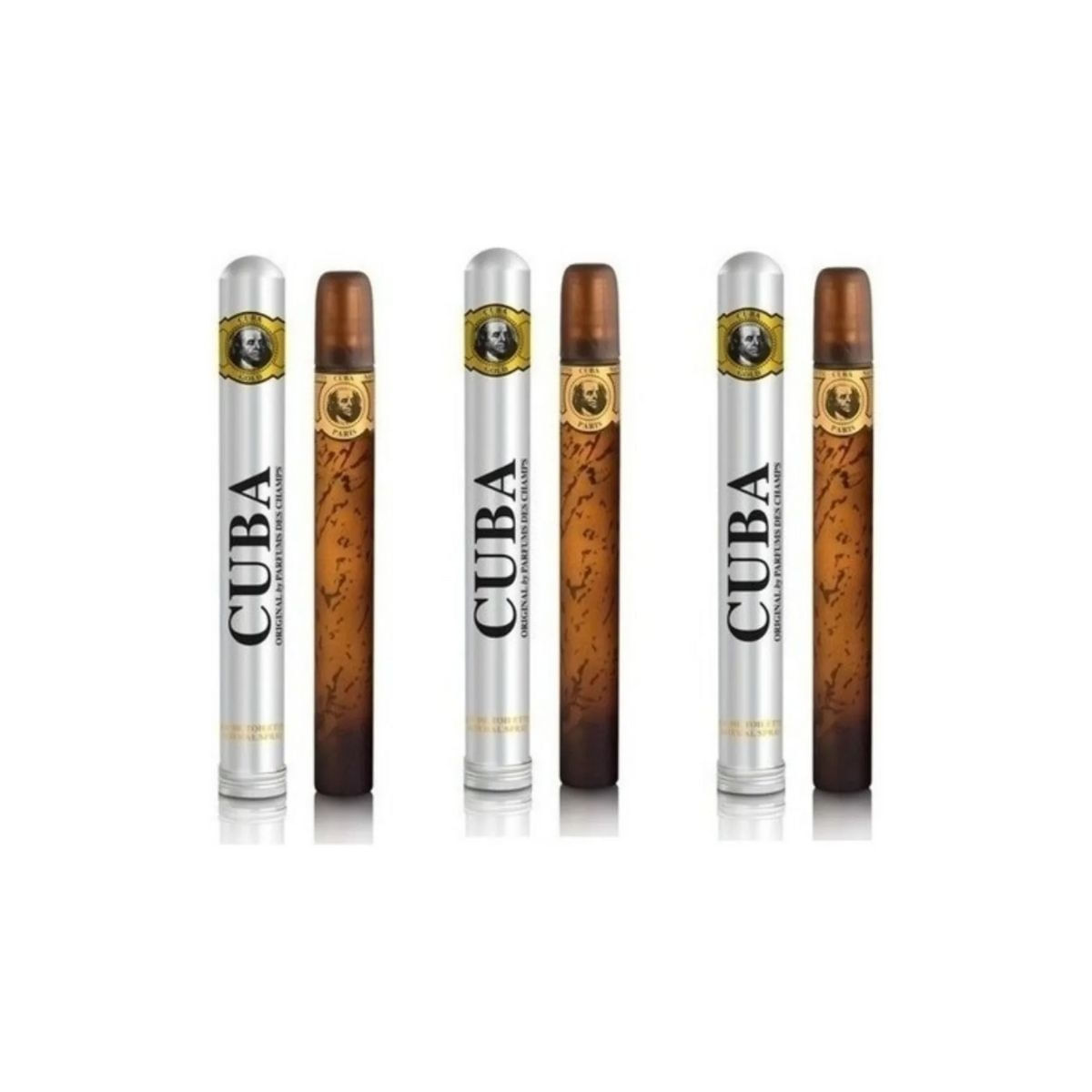 Kit com 3 Perfumes Cuba Gold Edt 35 ml