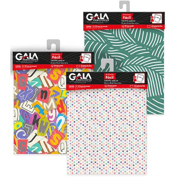 Saco decorado auto-serviço 25x35cm sortido 7413 Gala PT 2 UN