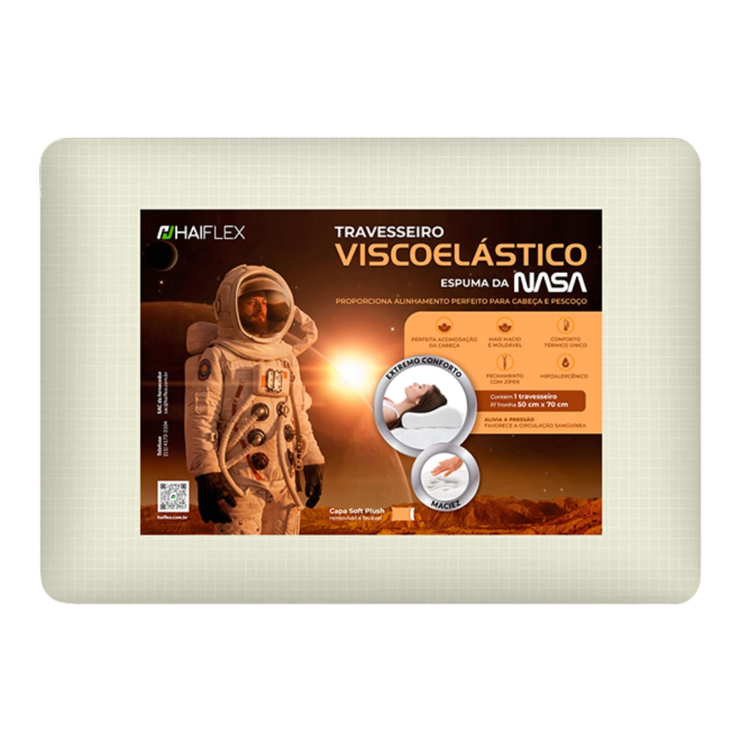 Travesseiro Haiflex Viscoelástico Cervical Hipoalergênico