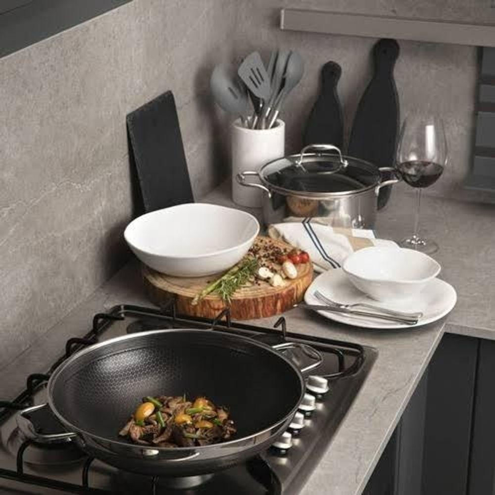 Foto 3 de Panela Wok Com Cabo Cookingpro Hive 34 Cm 7,5 L