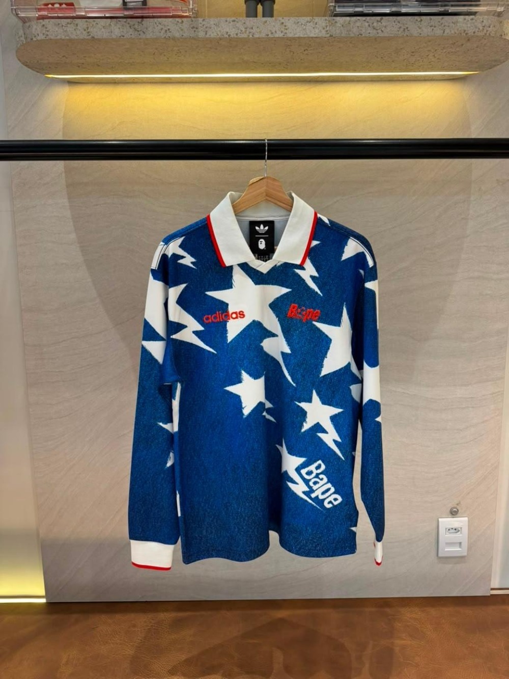 Bape x adidas Camiseta Manga Longa LSL Star Medium Blue Denim — P / XG, Novo