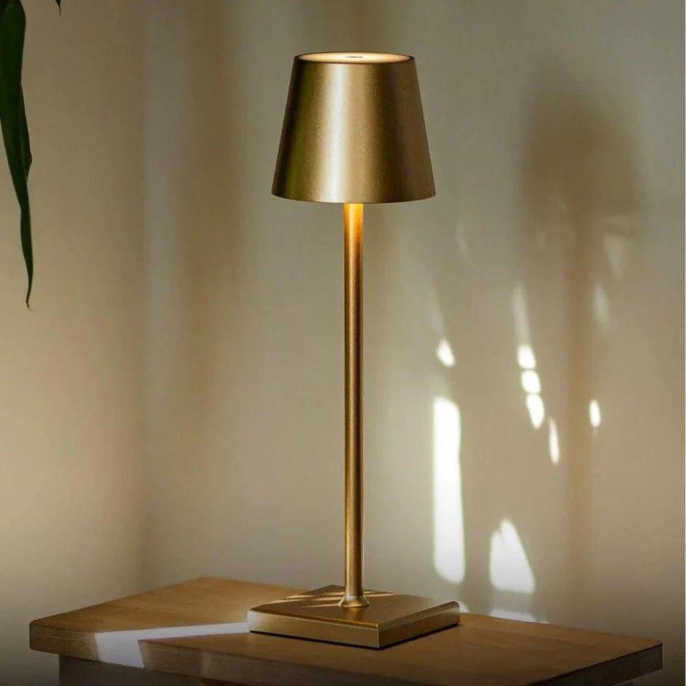Foto 4 de Luminária De Mesa Led 3 Tons Usb Elegance 9,5 X 38 Cm Dourada Lyor