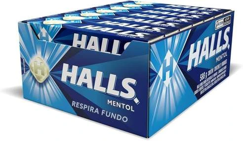 Bala de Mentol HALLS, 28g, Pack com 21 Unidades