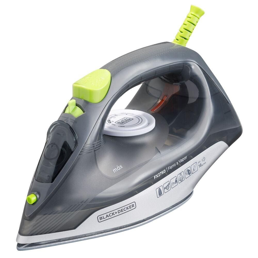 Ferro a Vapor Black+Decker FX2750 Antigotejamento Base Cerâmica Gliss Cabo Giratório Cinza / 110
