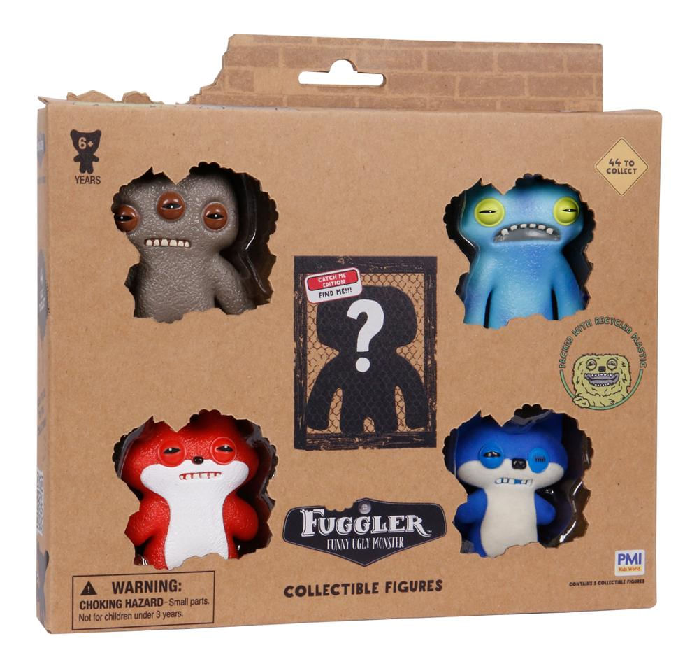 Kit com 5 Mini Bonecos Fuggler 6cm Marrom, Tie-Dye, Azul e Vermelho