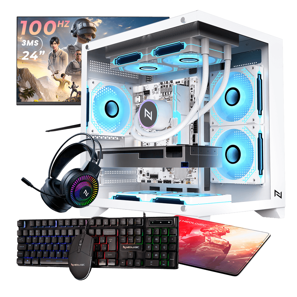 Pc Gamer Completo Ryzen 3 5300G, 16GB 3200Mhz, (Radeon Vega 6 Integrado), A520M, SSD 240GB, 500W 80 Plus, Monitor 24 100Hz, Neologic - NLI89949
