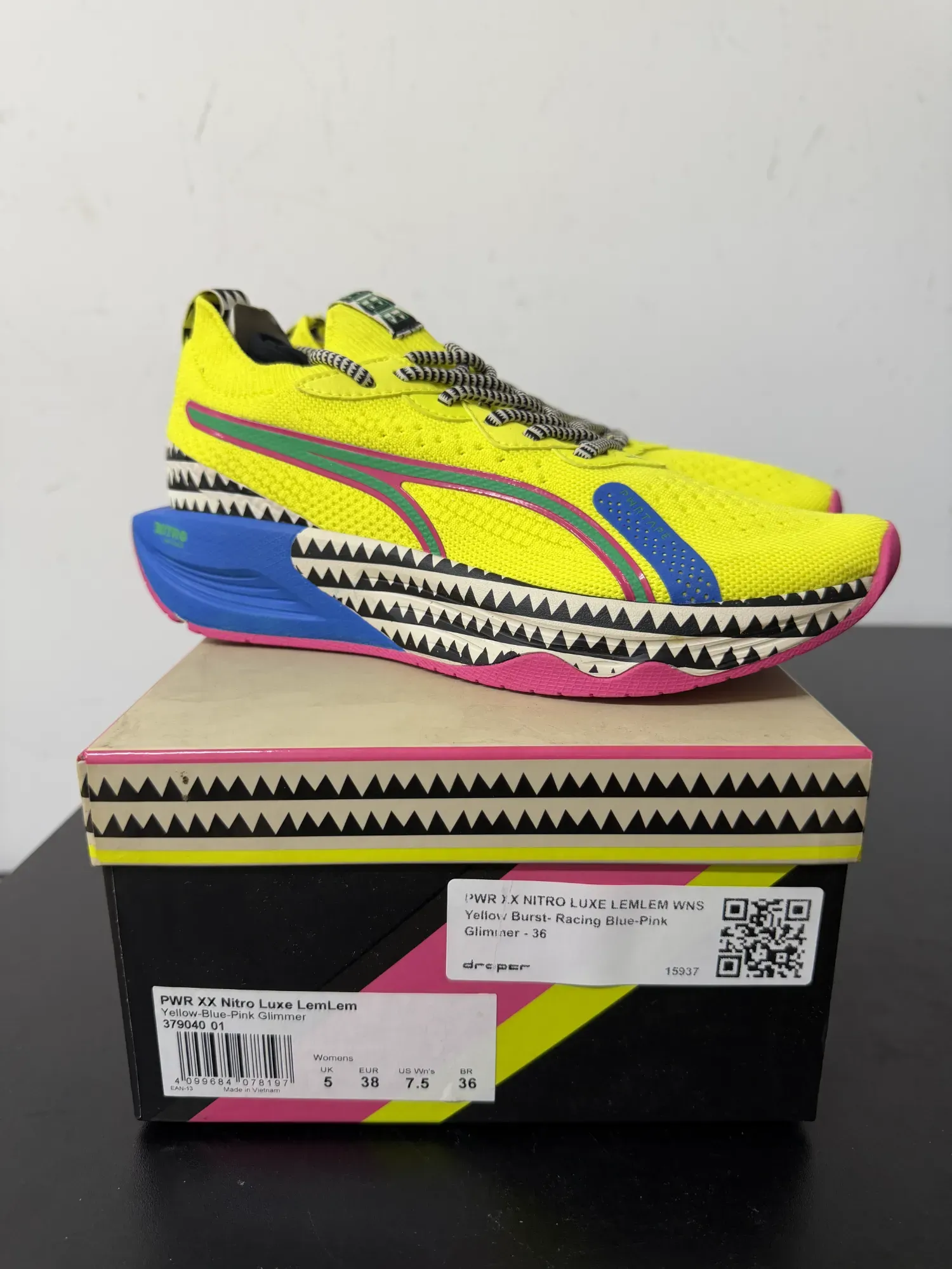 Lemlem Nitro x Puma Luxe Training Yellow Burst Racing Blue Pink Glimmer — 37 / 38, Novo