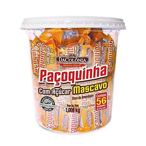Paçoca Rolha Açúcar Mascavo 56 Unidades