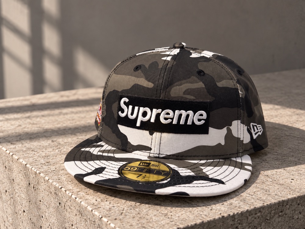 New Era x Supreme Boné Shop Box Logo Paris Snow Camo SS26-W1 — 7-1/2, Novo