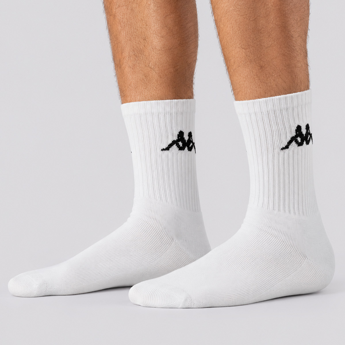 Meia Kappa Crew Cano Alto Branco