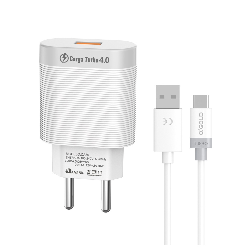 Carregador Pd 30w Para Iphone Samsung Xaiomi Motorola Type-C V8 Iphone Turbo