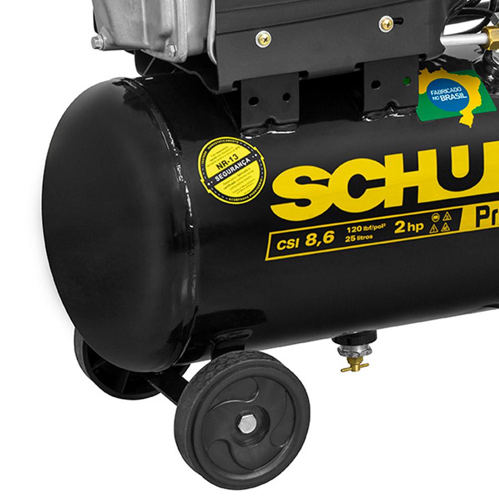 Foto 2 de Compressor De Ar Pratiko Csi 8,6/ 25 Litros 2hp Schulz