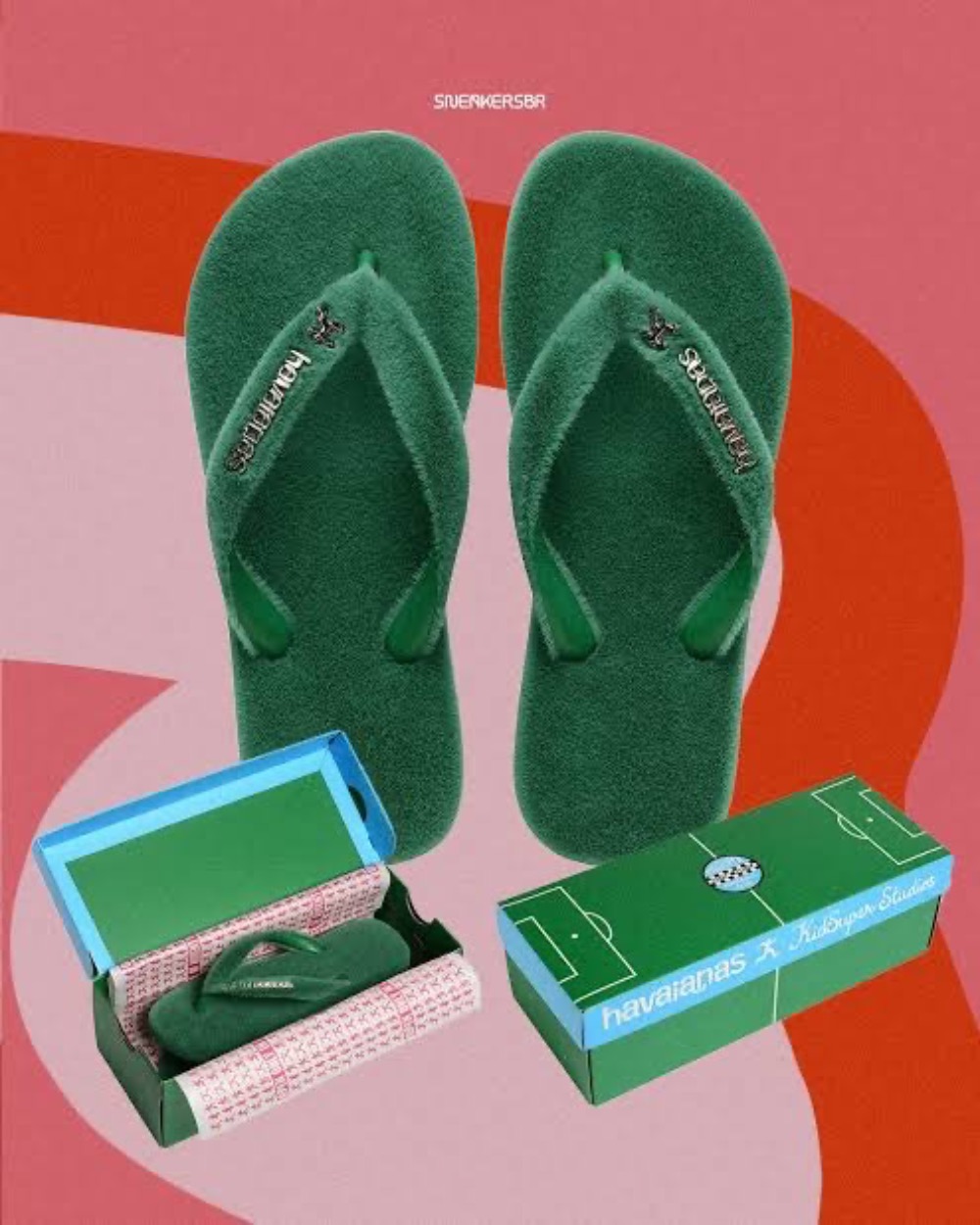 KidSuper x Havaianas Chinelo Top Turf Pitch Green — 44 / 43 / 36, Novo