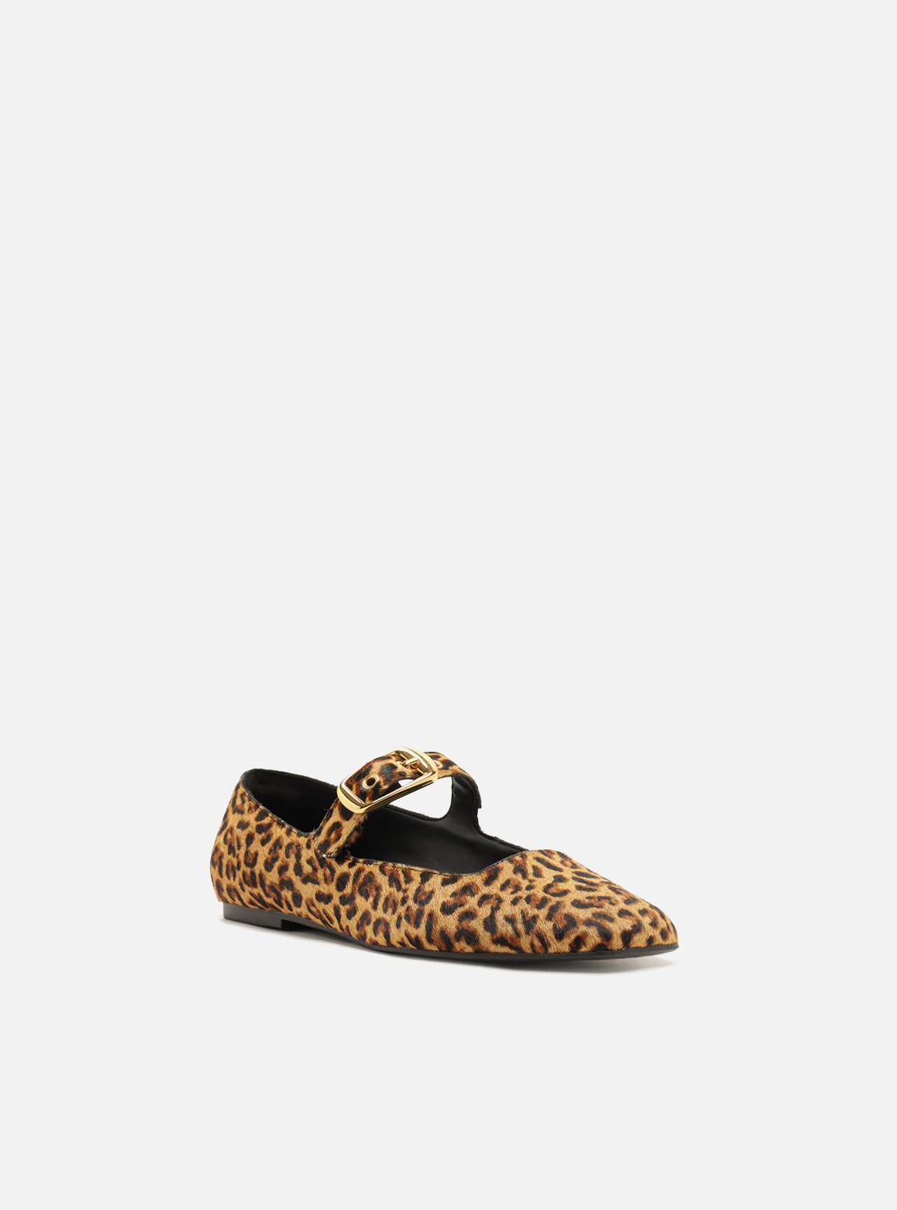 Foto 2 de Sapatilha Animal Print Couro Bico Quadrado Fivela
