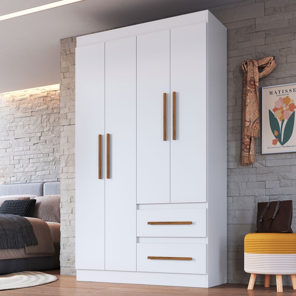 Guarda-Roupa Solteiro Palermo 4 Portas 2 Gavetas 100% MDF - Doripel Móveis