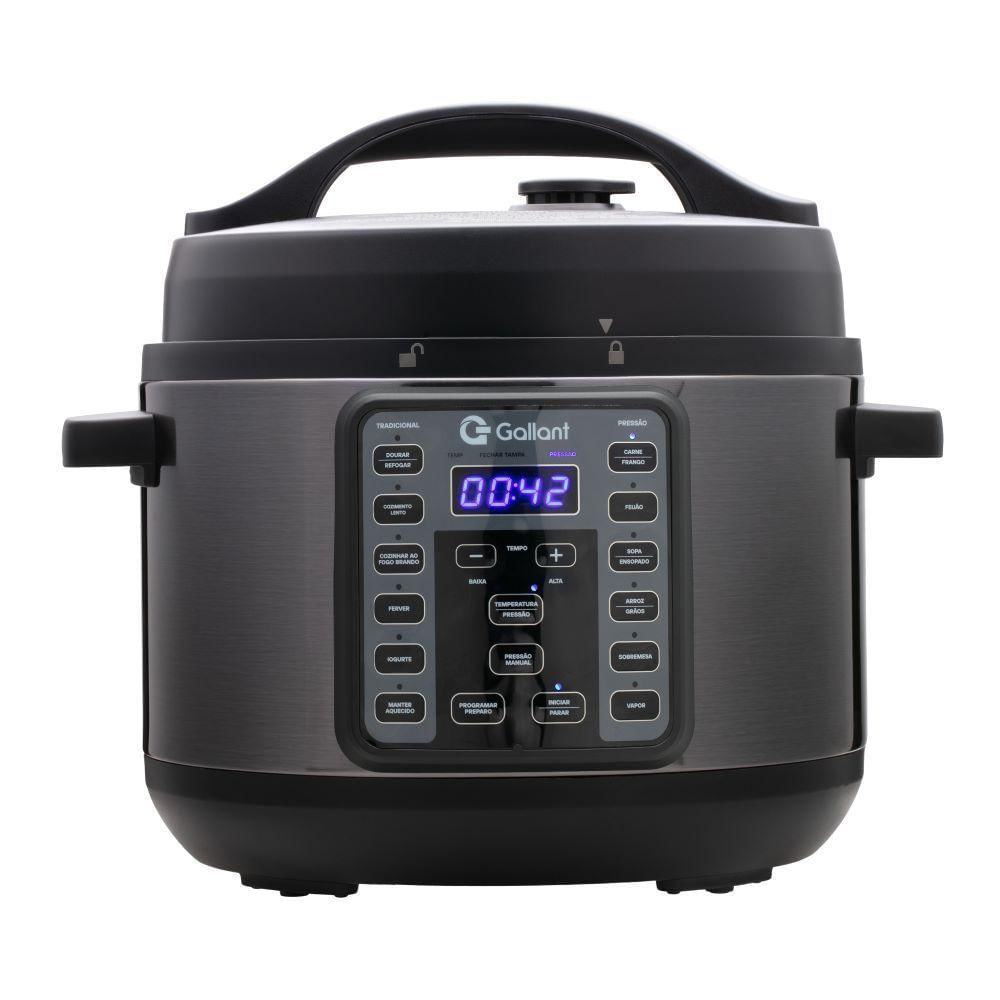 Panela de Pressão Elétrica Digital Gallant 4L GPP04 15 Funções Clique E Pronto Inox 1000W