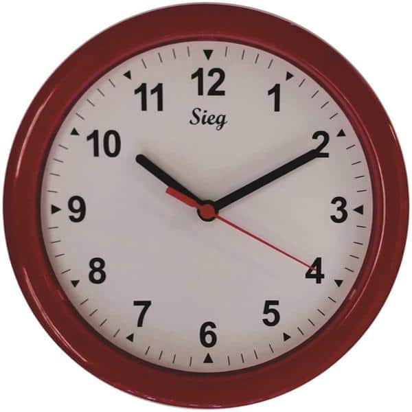 Relógio de Parede plástico 24cm vermelho c/ branco 2200-02 Sieg CX 1 UN