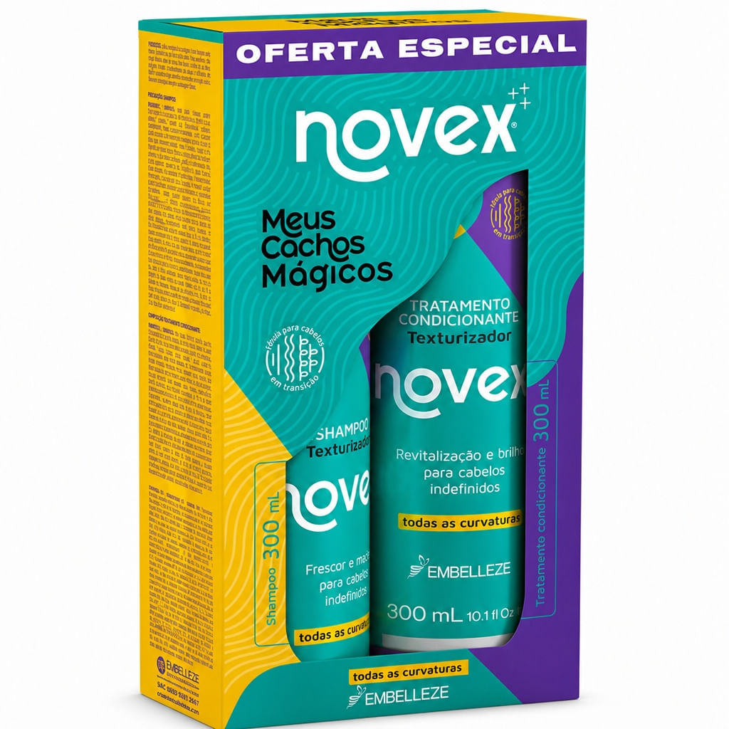 Kit Novex Meus Cachos Mágicos Shampoo e Condicionador 300ml Cada