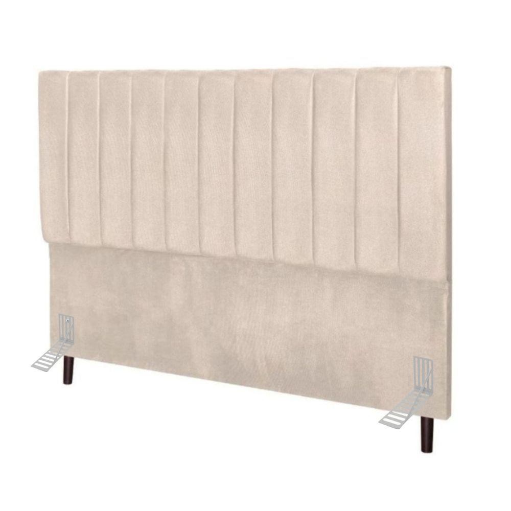 Cabeceira Estofada Cama Casal Queen Size 160 Cm Sara Suede E Frame bege