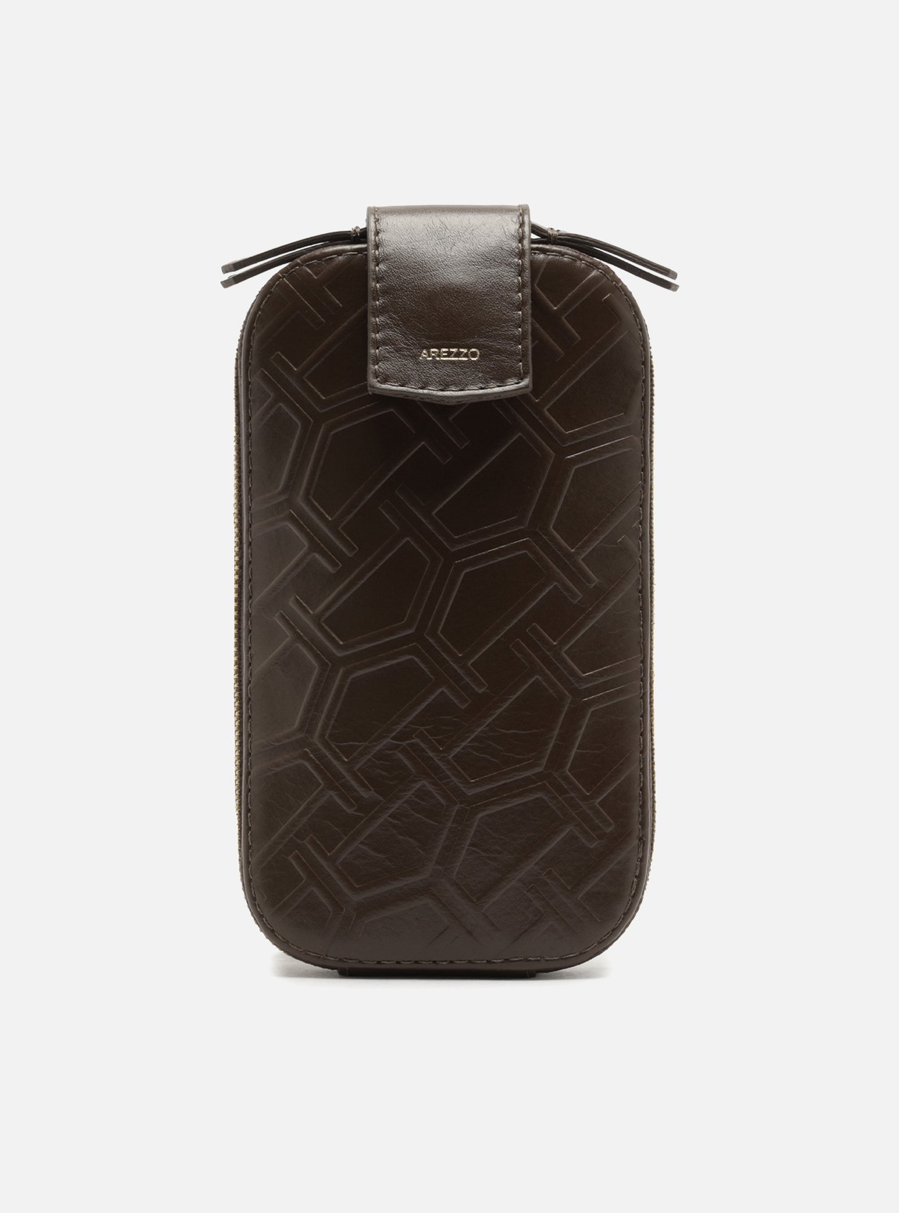 Bolsa Porta Celular Marrom Couro Pequena Corrente