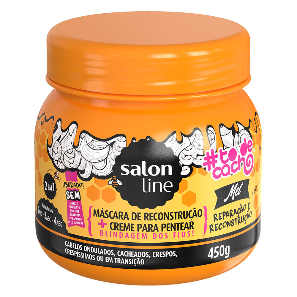 Salon Line #TodeCacho Mel 2 em 1 - Máscara de Reconstrução — 450g
