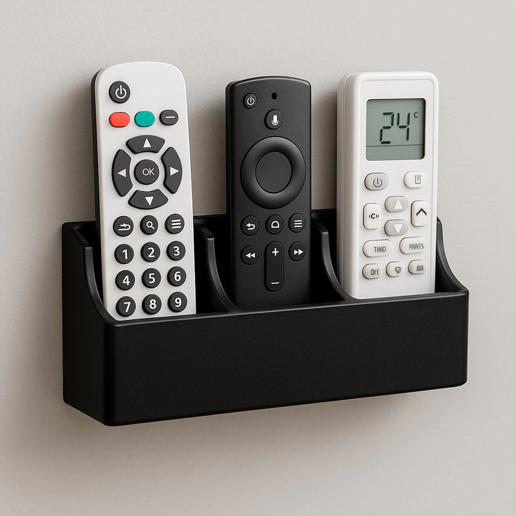Suporte de Parede para 3 Controles Remoto Organizador Porta Controle TV Ar Condicionado Sem Furo