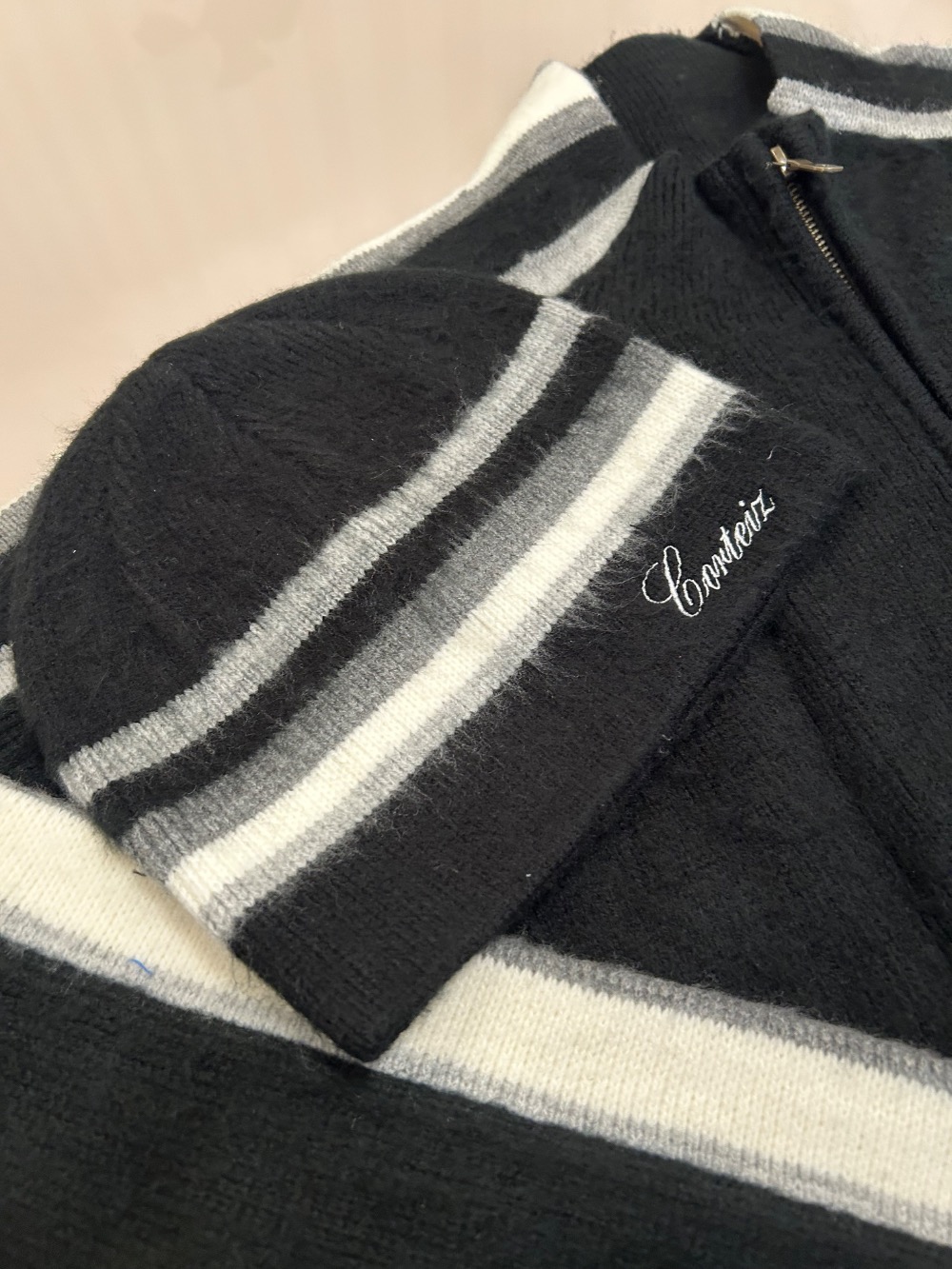 Touca Corteiz Multi Stripe Knit Black — Único, Novo