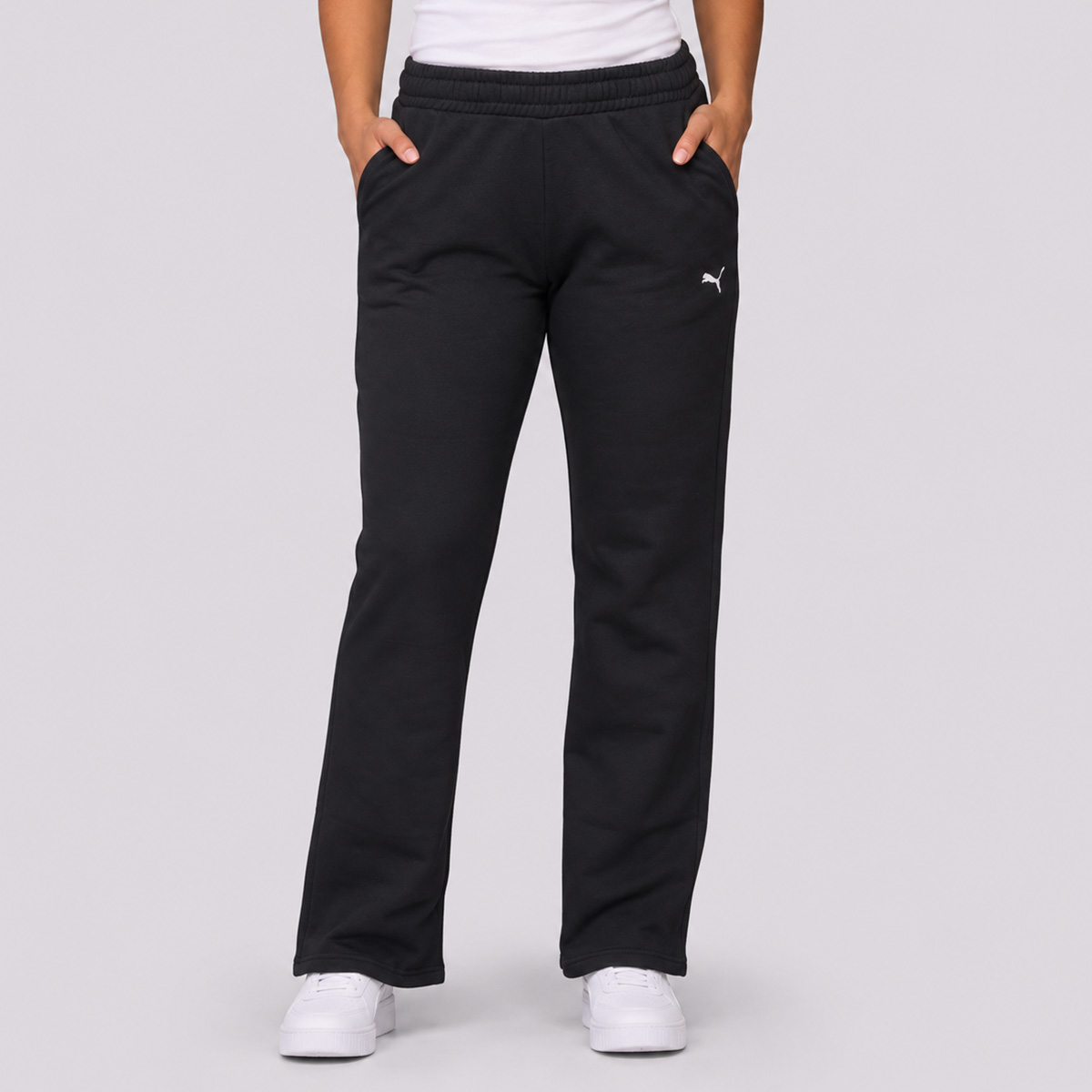 Calça Puma Ess Cat Comfort Wide Leg Pants Feminina Preta
