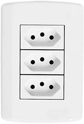 3 TOMADAS 2P+T 20A 250V C/ PLACA 4X2 PLUZIE