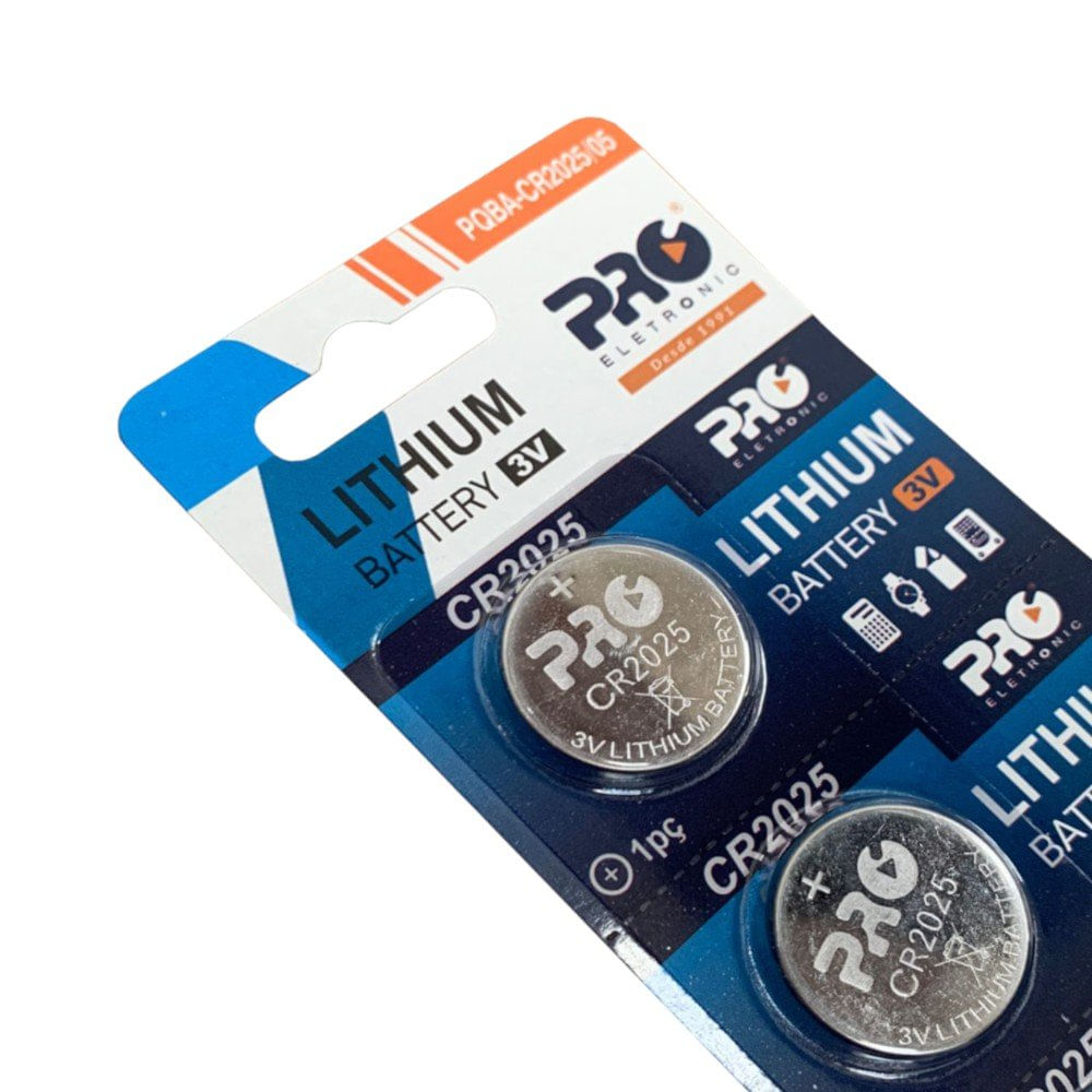 Bateria Cr2025 Blister Com 5 Unidades Proeletronic