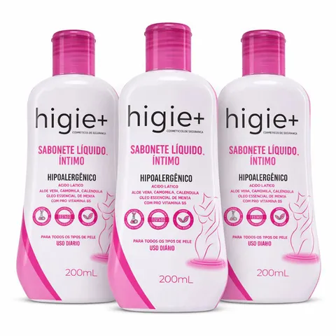 Kit 3 Frascos Sabonete Íntimo Higie+ 200ml