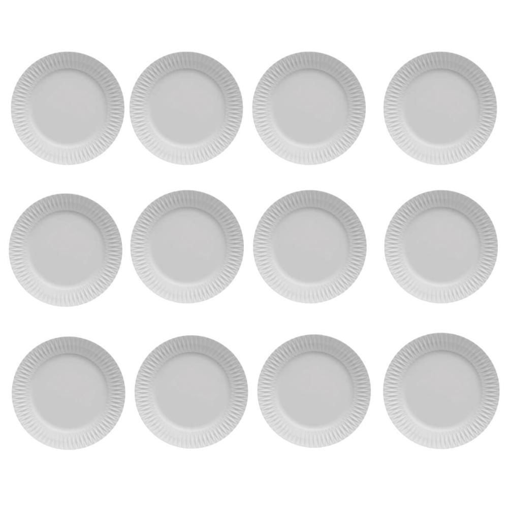 Conjunto 12 Pratos Rasos de Porcelana Branca 26,5cm Diamante Germer Mesa Posta