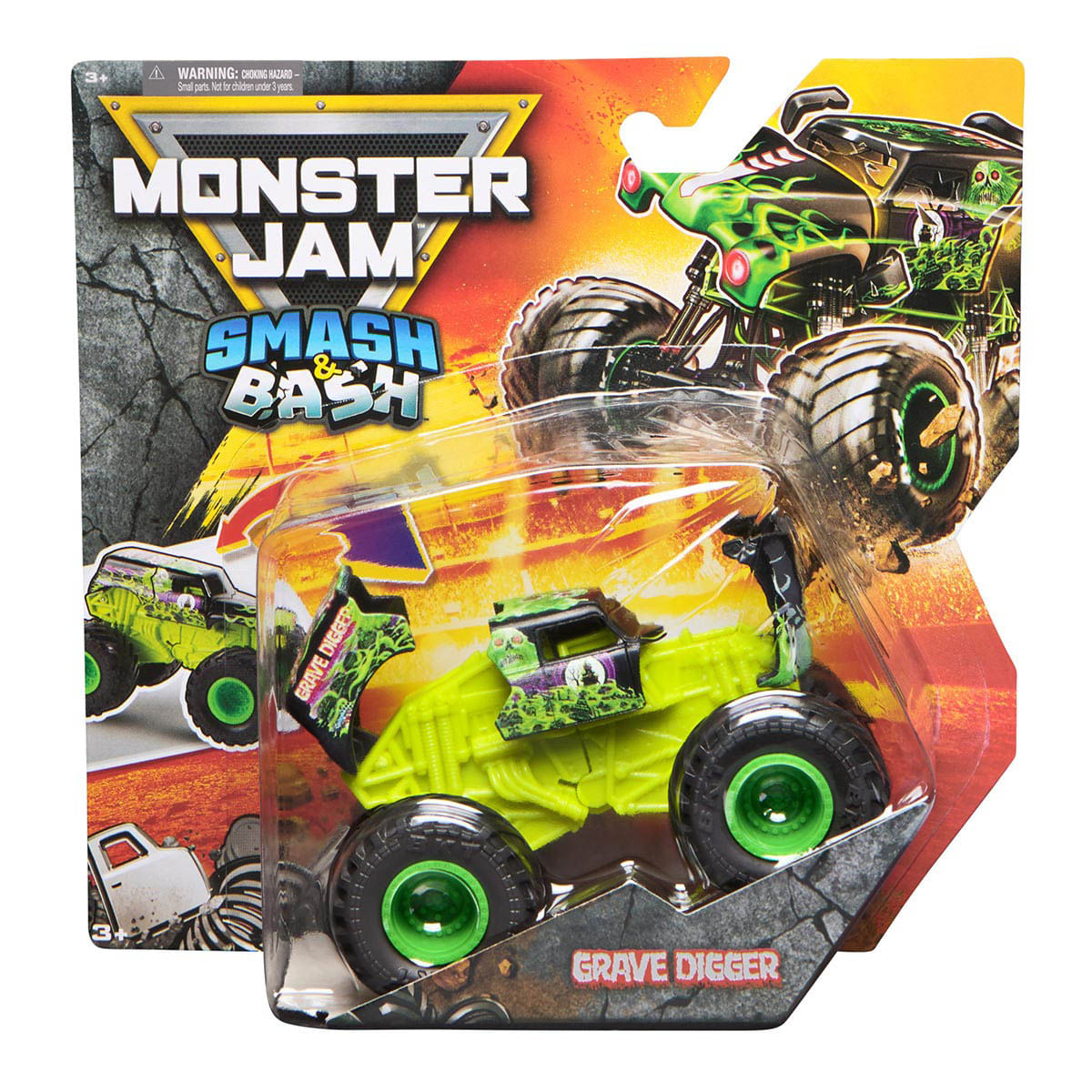 Carrinho Grave Digger 1:64 - Monster Jam Smash & Bash