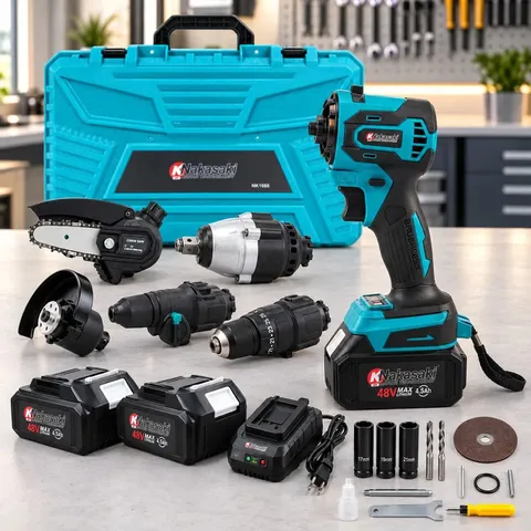 Kit Ferramentas 5 Em 1 Brushless 48v 2 Baterias e Maleta