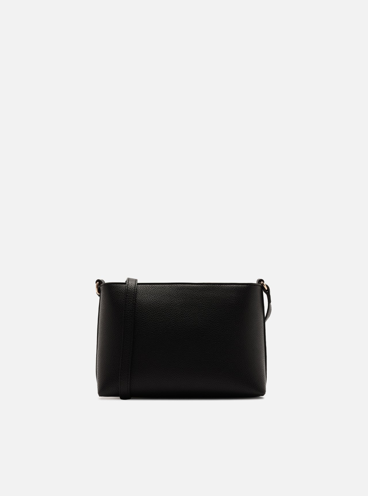 Foto 3 de Bolsa Tiracolo Preta Média Granulada Metais