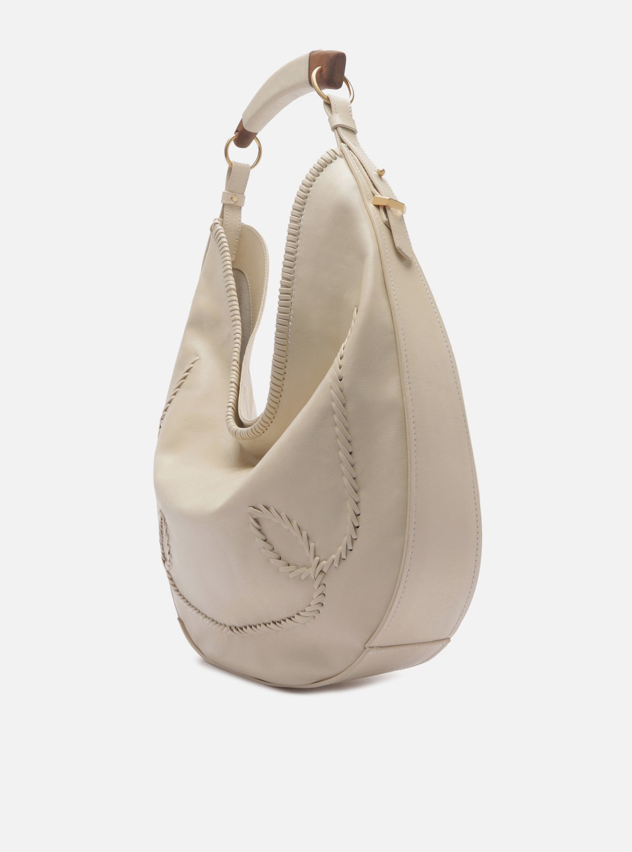 Foto 2 de Bolsa Hobo Off White Couro Grande Tressê