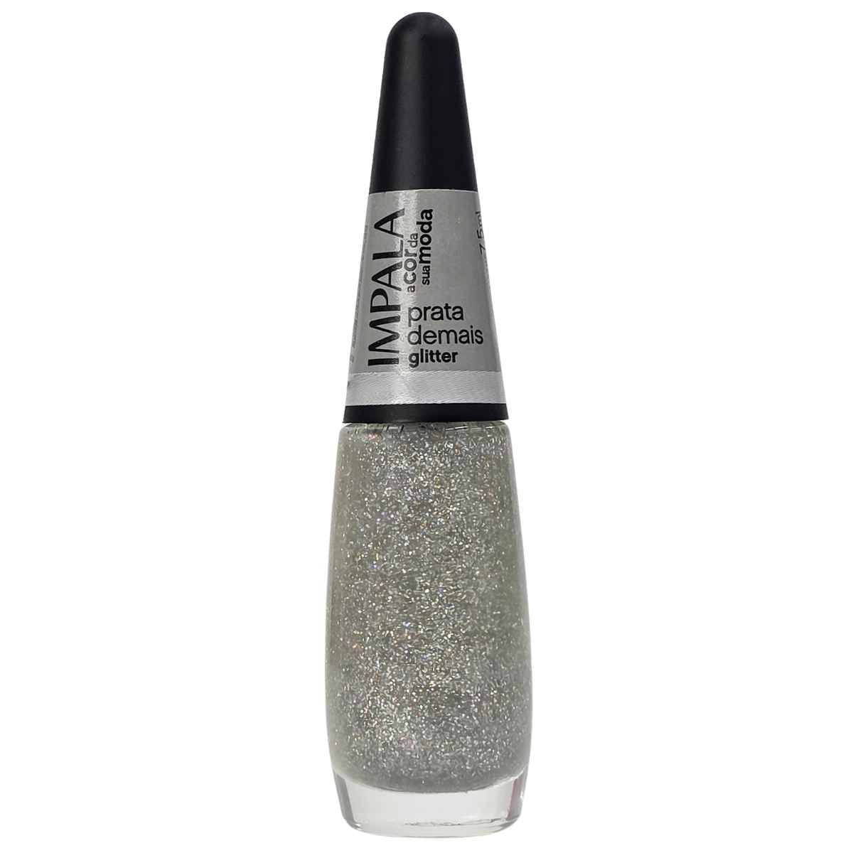 Esmalte Glitter Prata Demais A Cor Da Sua Moda Impala 7,5 Ml