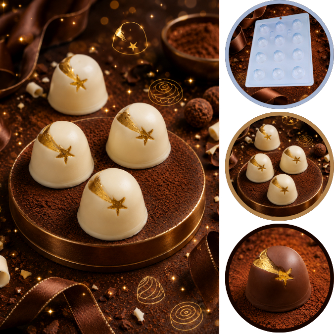 1~10 Forma Simples Estrela Davi 01 em Acetato BWB Para Bombom e Doces de Chocolate e Confeitaria Páscoa(CHOCO)