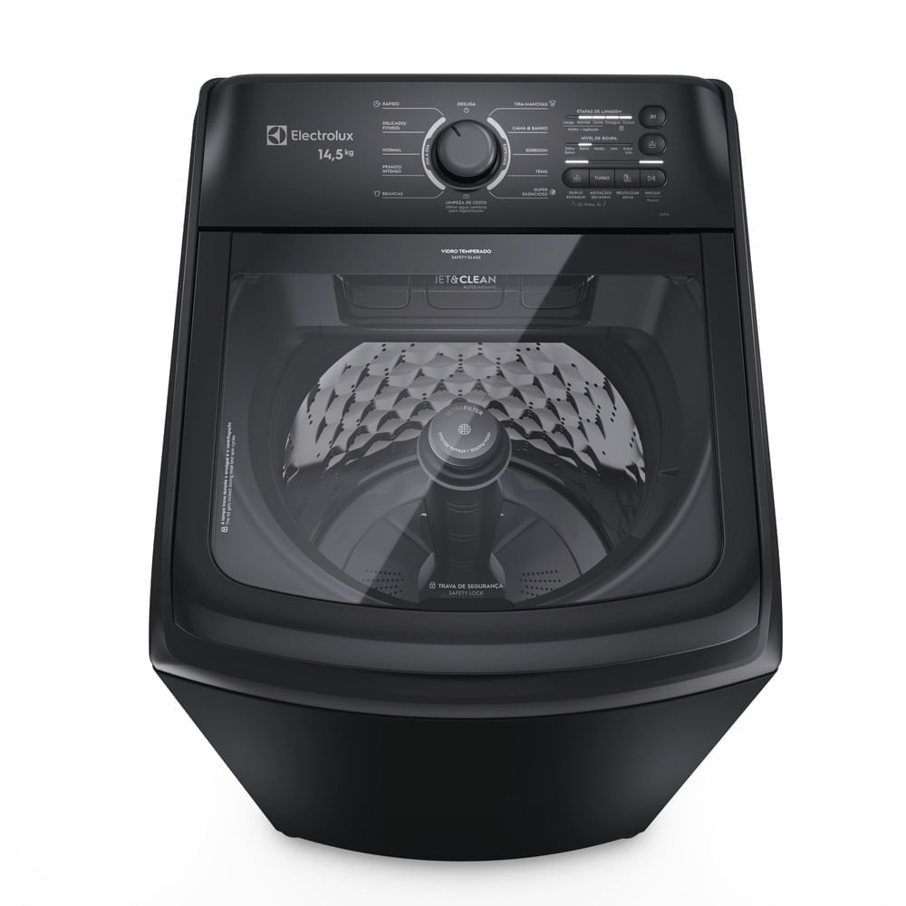 Máquina de Lavar Electrolux 14,5kg Preta Efficient Cesto Inox, Jet&Clean e Filtro Fiapos (LEP15) 110