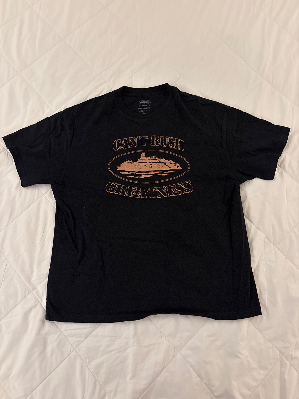 Central Cee x Corteiz Camiseta Can't Rush Greatness Black — G, Usado