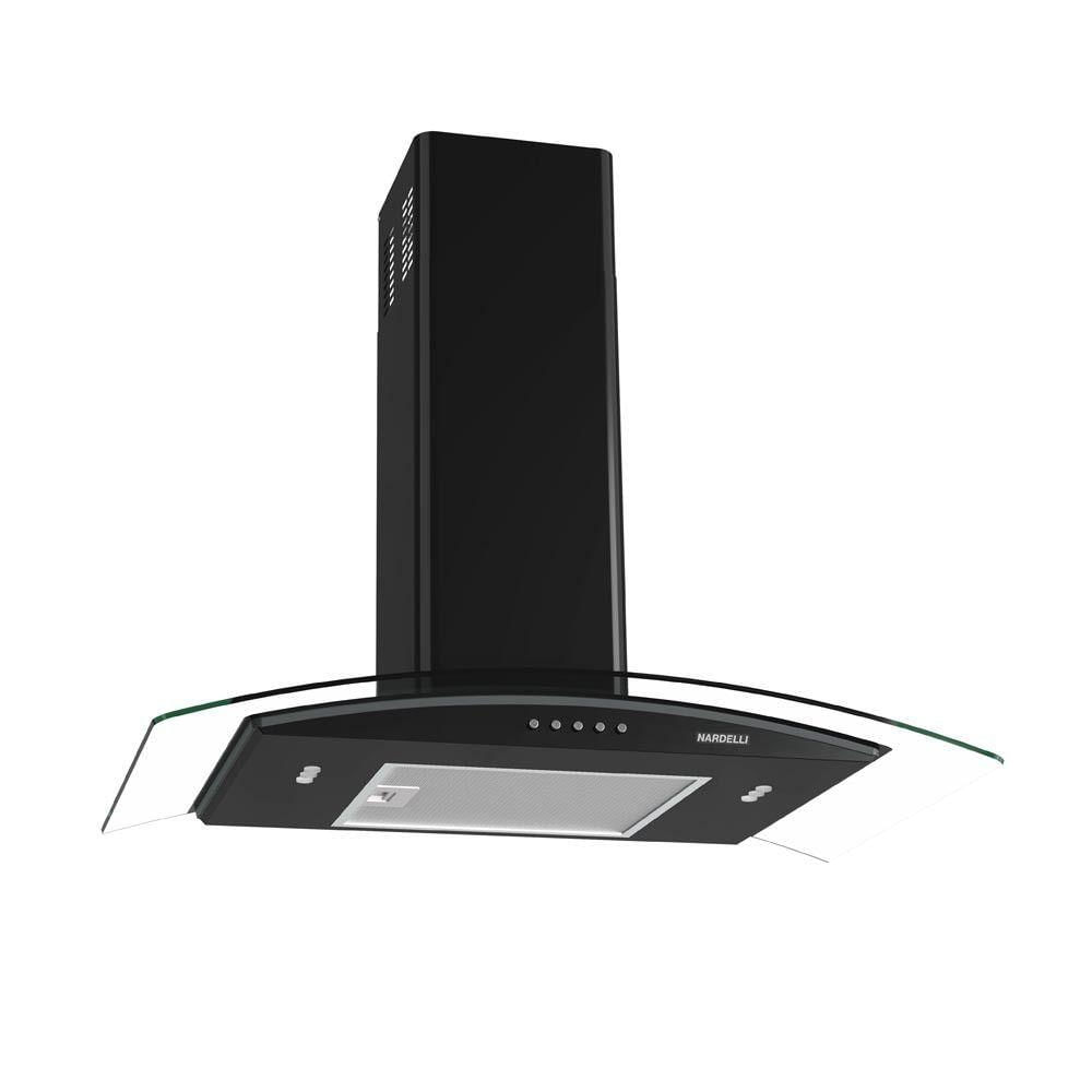 Coifa Nardelli De Parede Clean Vidro Curvo Black 75cm Preto 220V