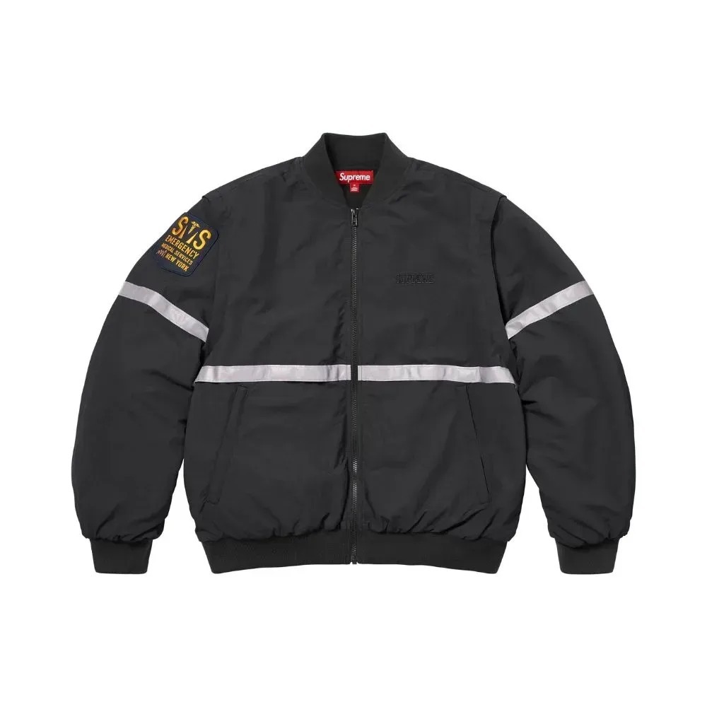 Jaqueta Supreme Zip-Off Sleeve Reflective Stripe Black SS26-W5 — P / M, Novo